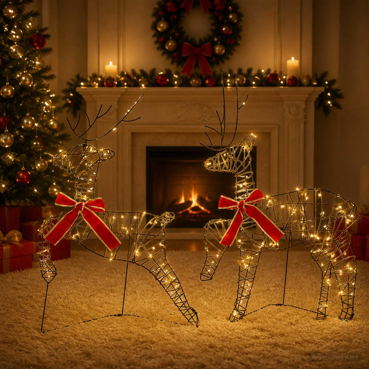 Christmas Reindeer 2 pcs 40 LEDs Warm White
