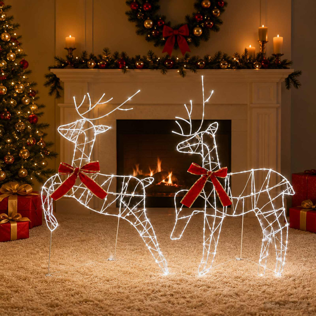 Christmas Reindeer 2 pcs 90 LEDs Cold White