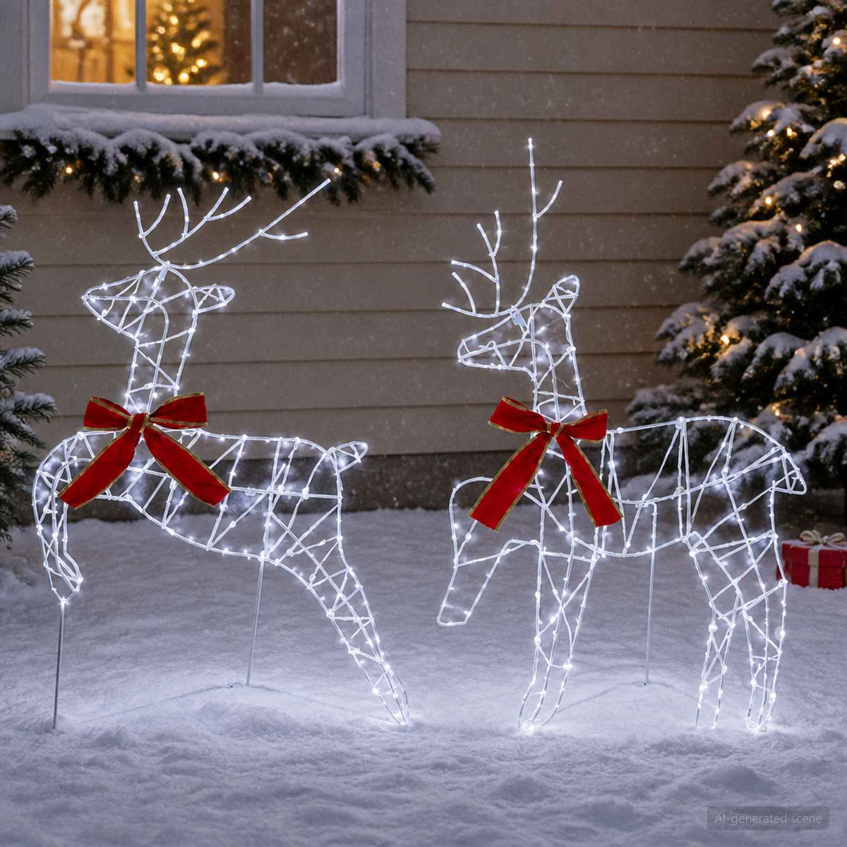 Christmas Reindeer 2 pcs 90 LEDs Cold White