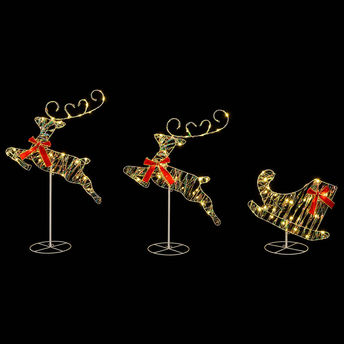 Christmas Reindeer with Sleigh 3 pcs 72 LEDs Warm White