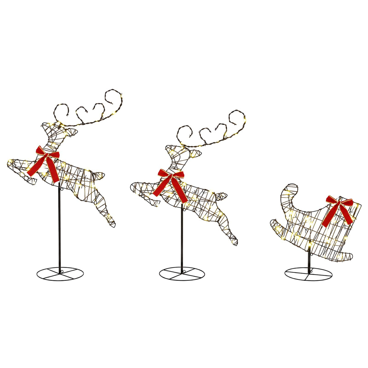 Christmas Reindeer with Sleigh 3 pcs 72 LEDs Warm White