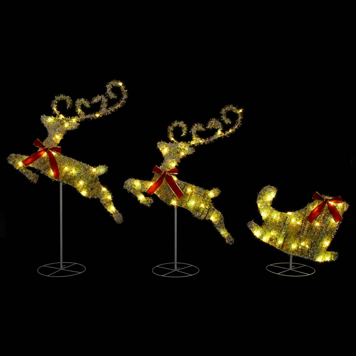 Christmas Reindeer with Sleigh 3 pcs 72 LEDs Warm White