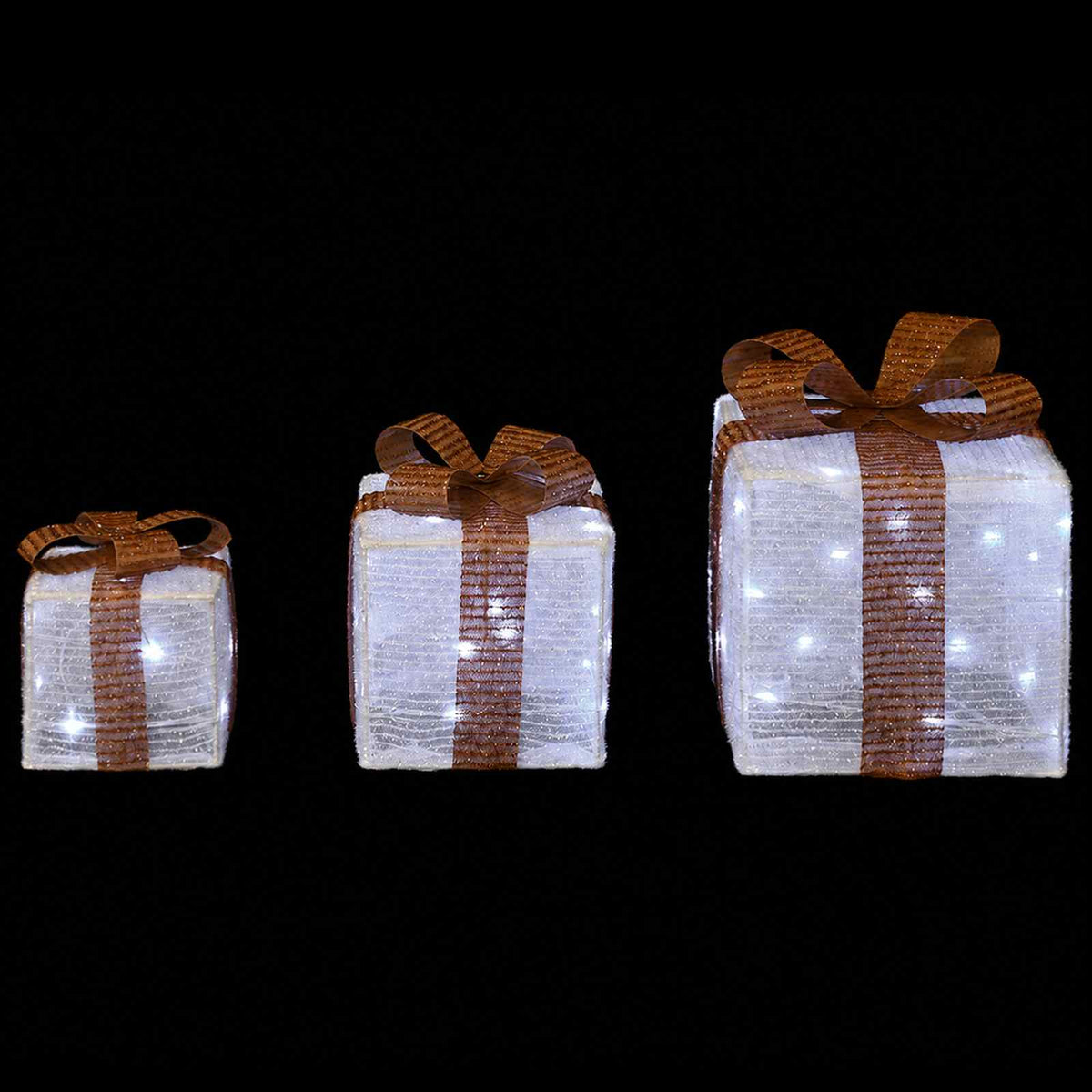 Lighted Christmas Gift Box 3 pcs 64 LEDs Cold White