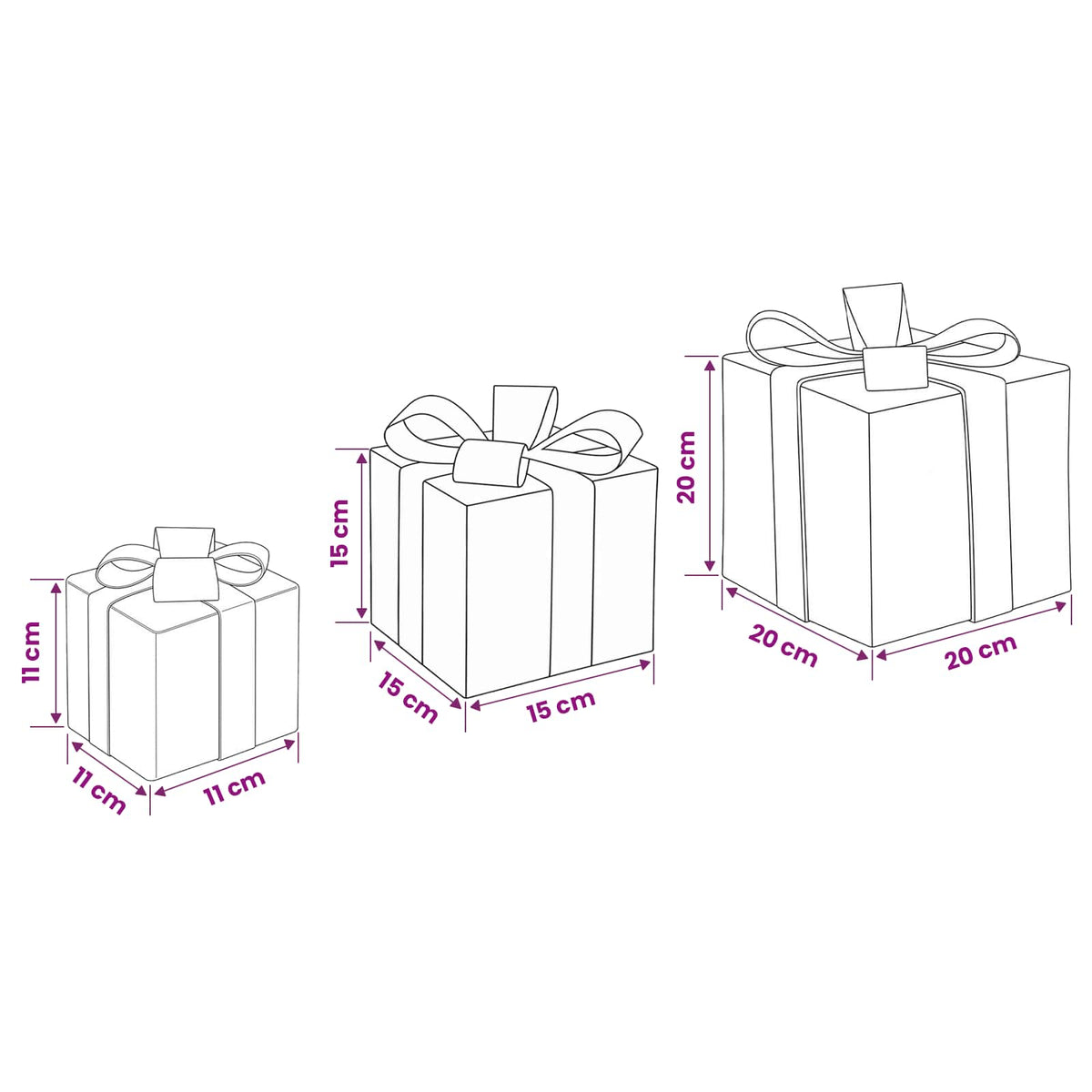 Lighted Christmas Gift Box 3 pcs 64 LEDs Cold White