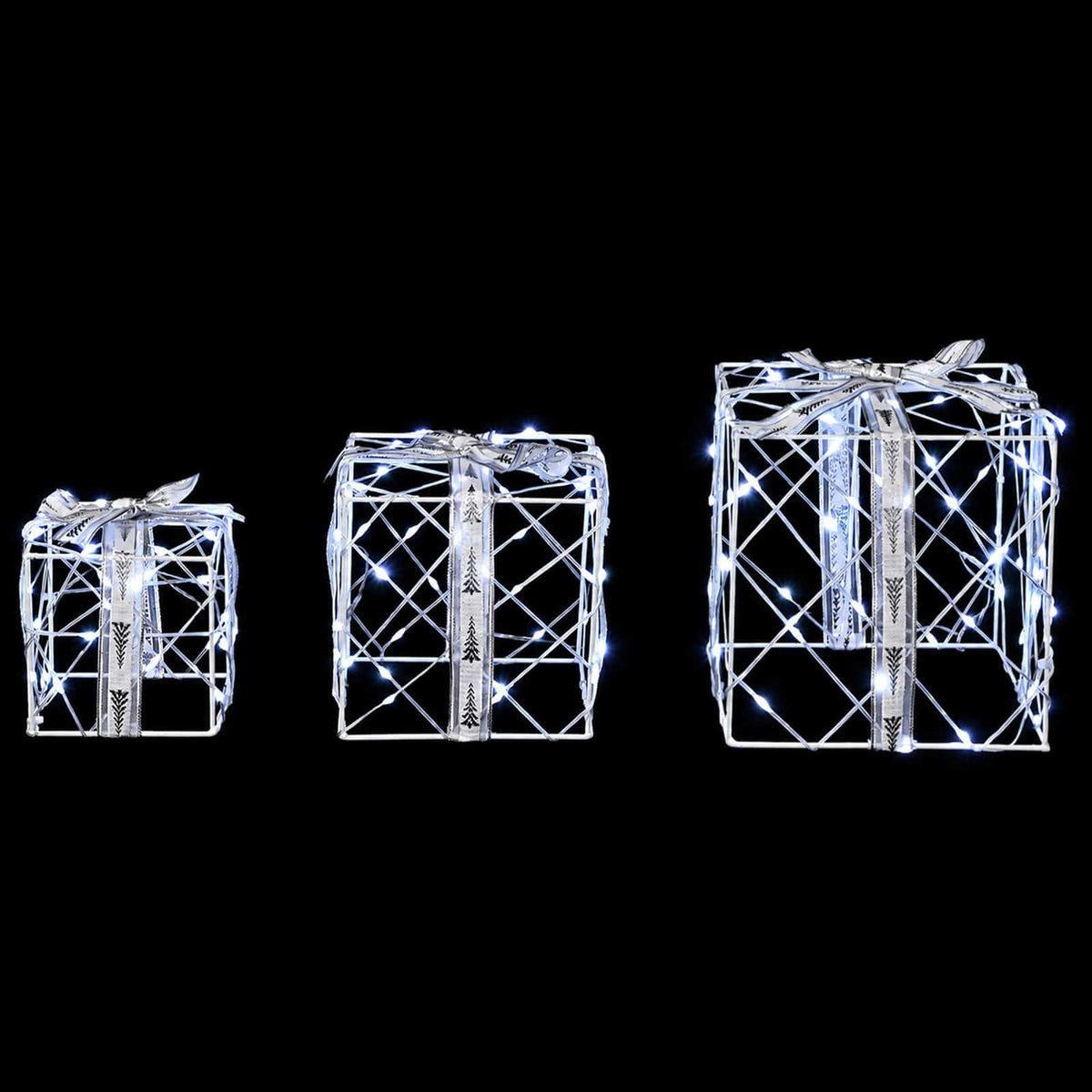 Lighted Christmas Gift Box 3 pcs 150 LEDs Cold White