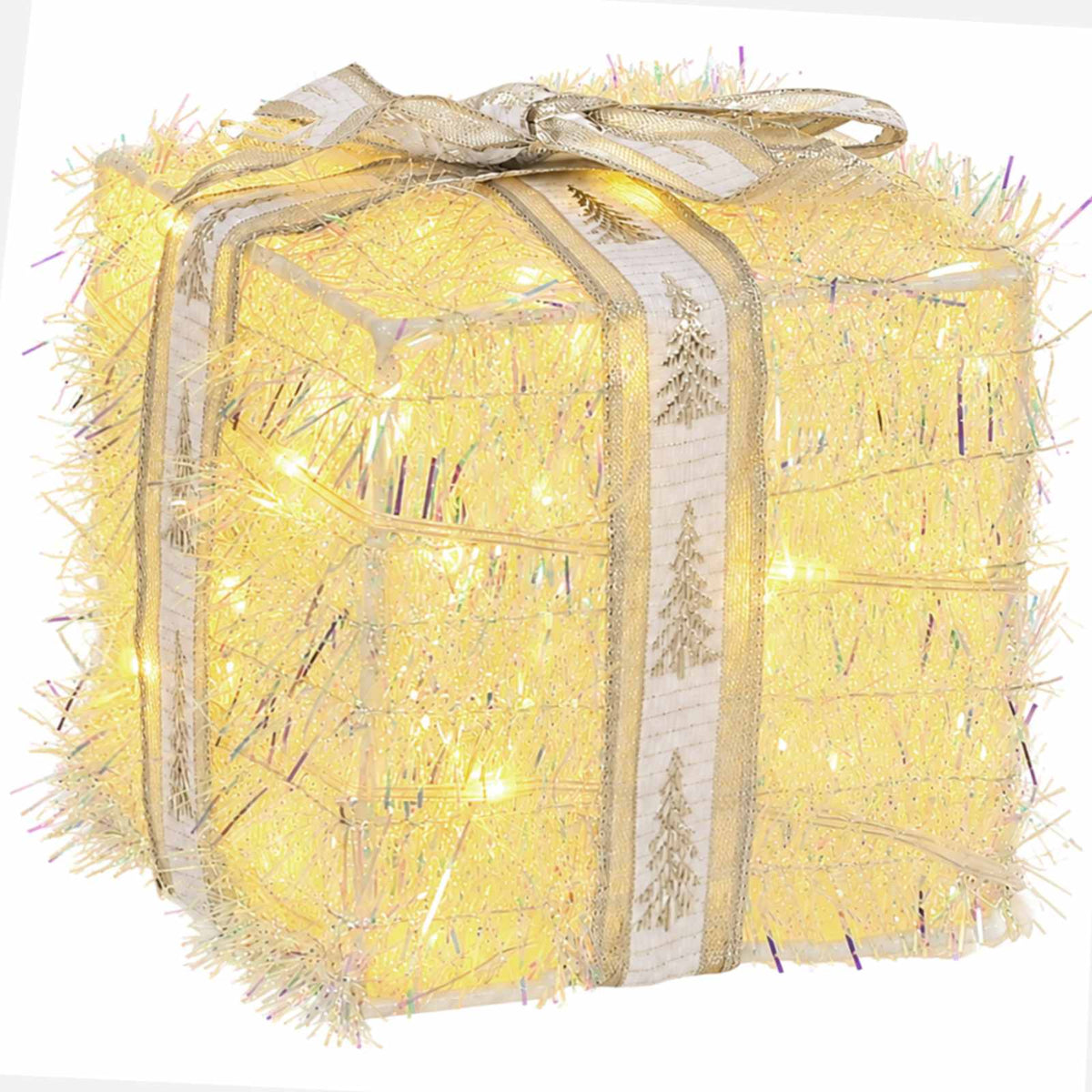 Lighted Christmas Gift Box 3 pcs 64 LEDs Warm White