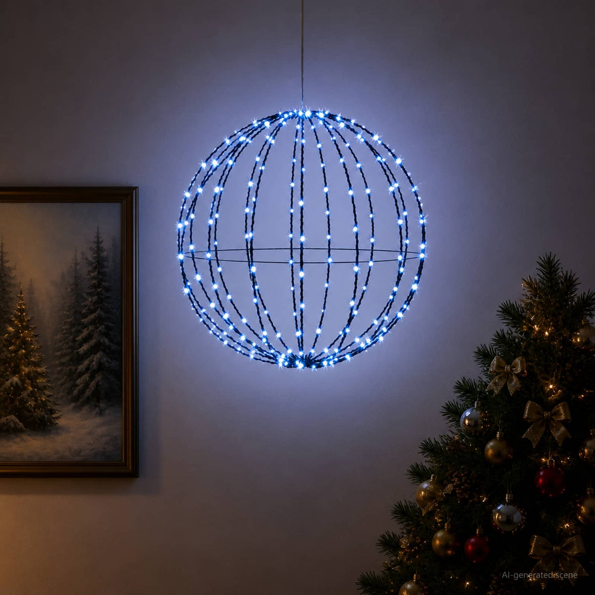 Christmas Finial Light 96 LEDs Blue Diameter 30 x 32 cm