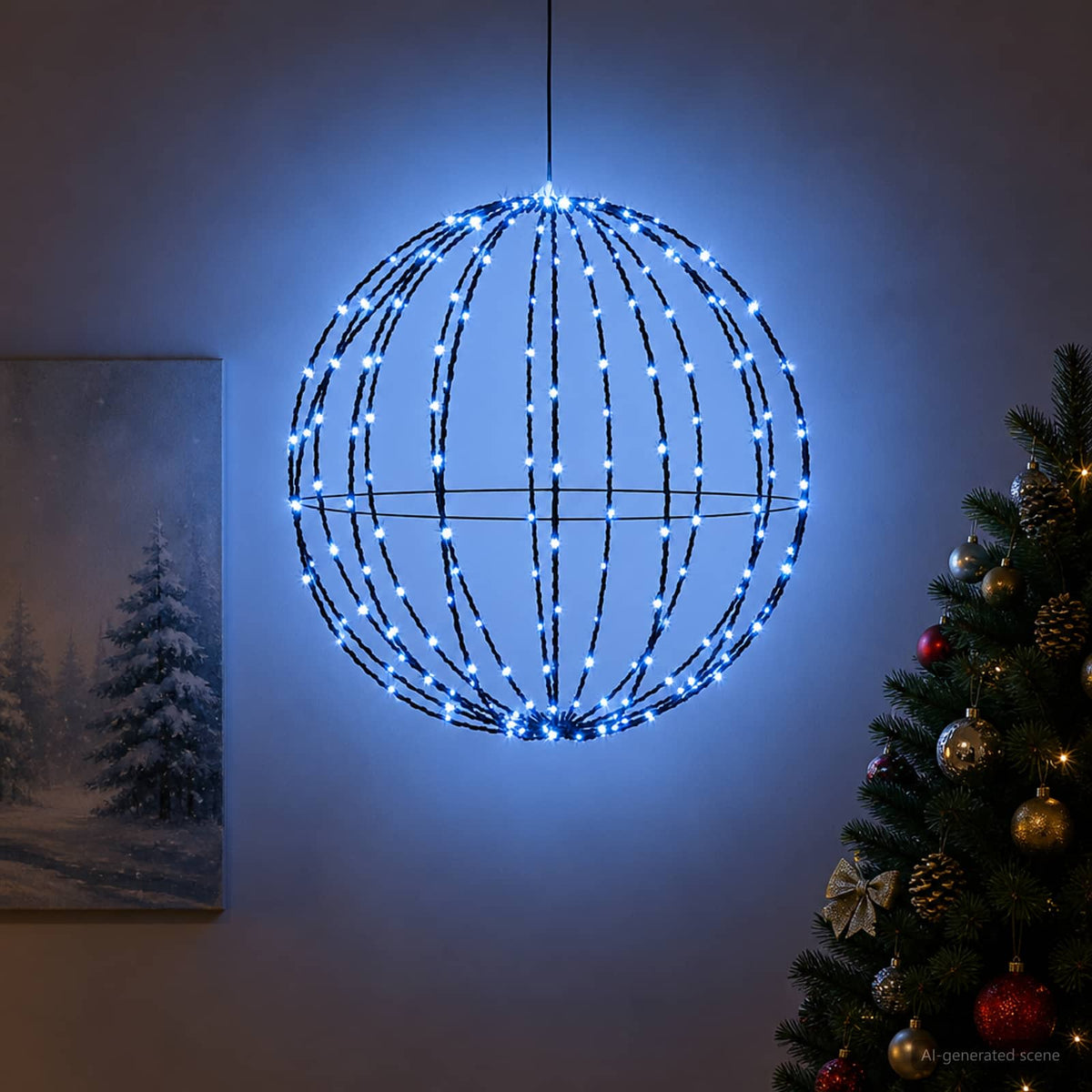 Christmas Finial Light 192 LEDs Blue Diameter 60 x 63 cm