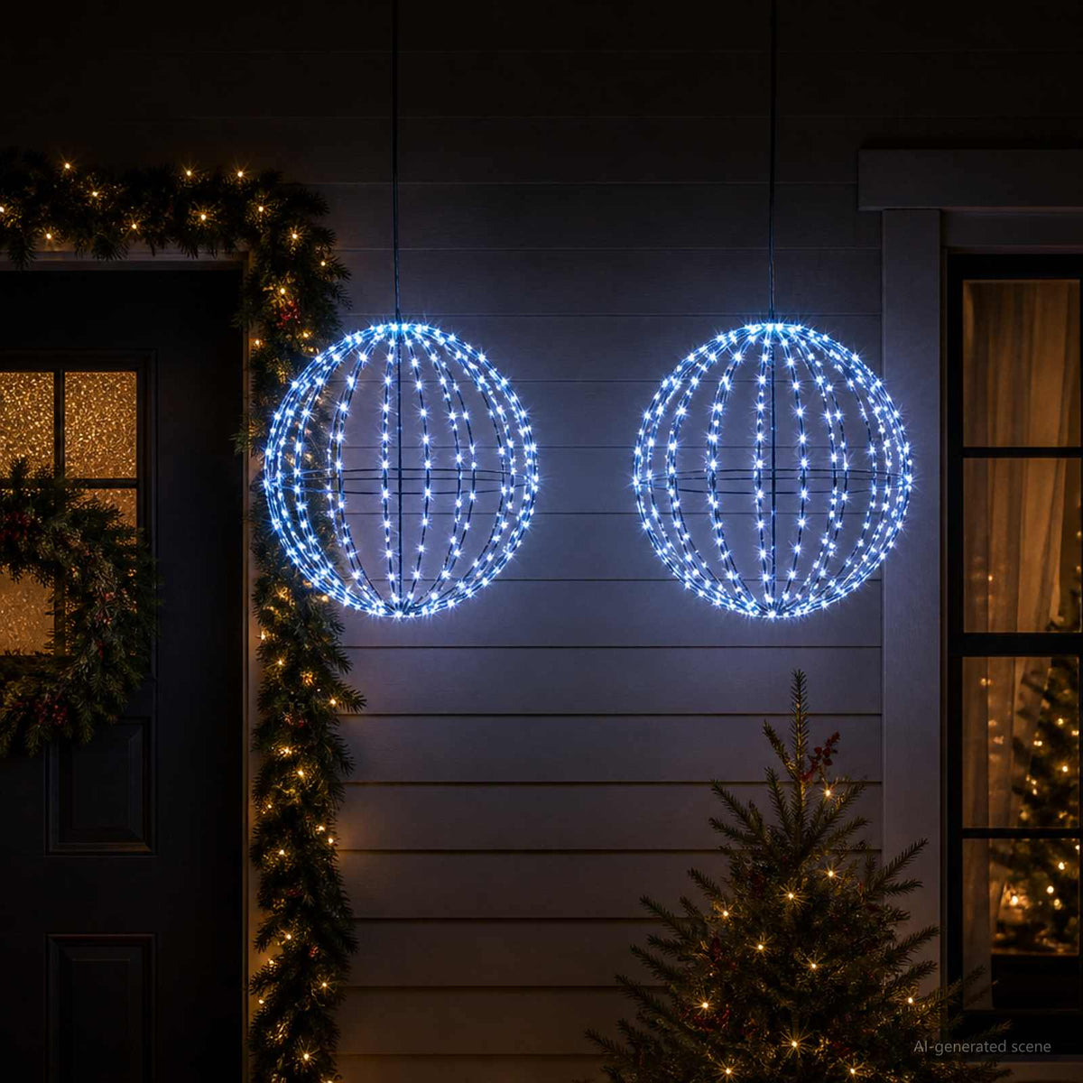 Christmas Finial Light 2 pcs 192 LEDs Blue Diameter 30 x 32 cm