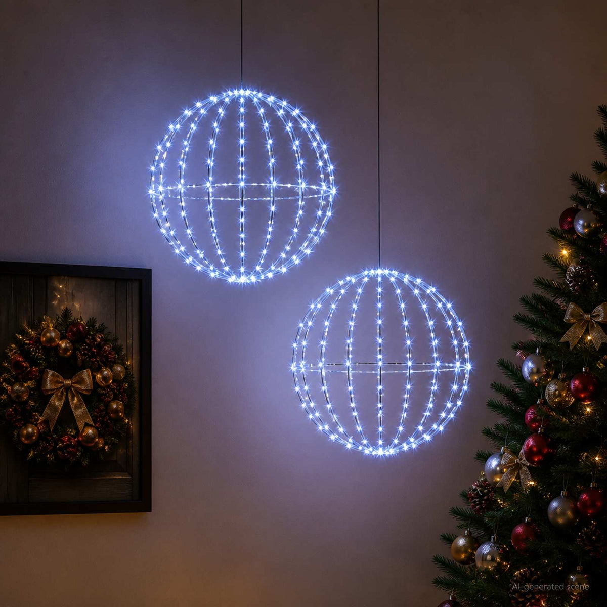 Christmas Finial Light 2 pcs 192 LEDs Blue Diameter 30 x 32 cm
