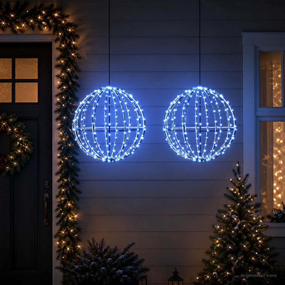Christmas Finial Light 2 pcs 240 LEDs Blue Diameter 40 x 42 cm