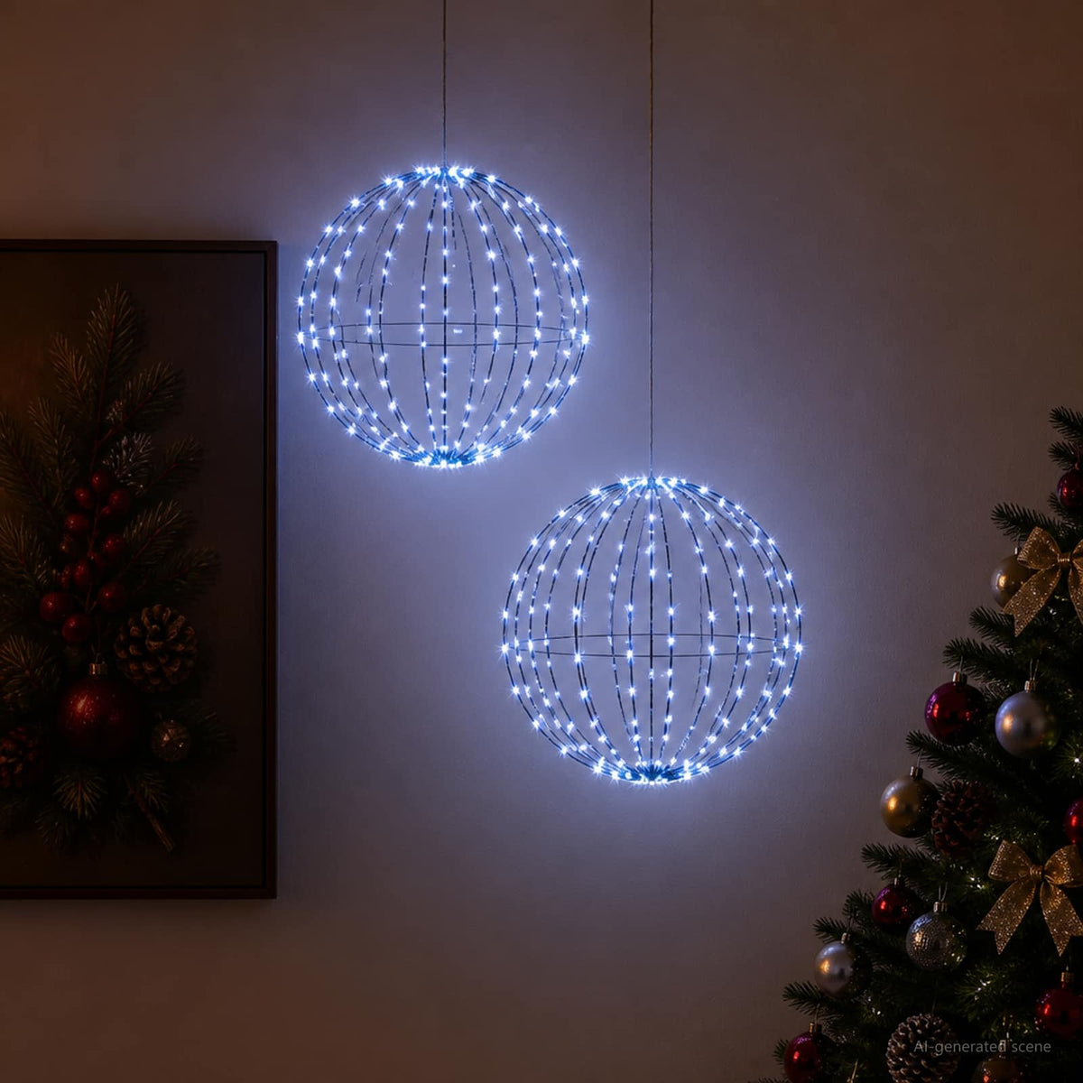 Christmas Finial Light 2 pcs 240 LEDs Blue Diameter 40 x 42 cm