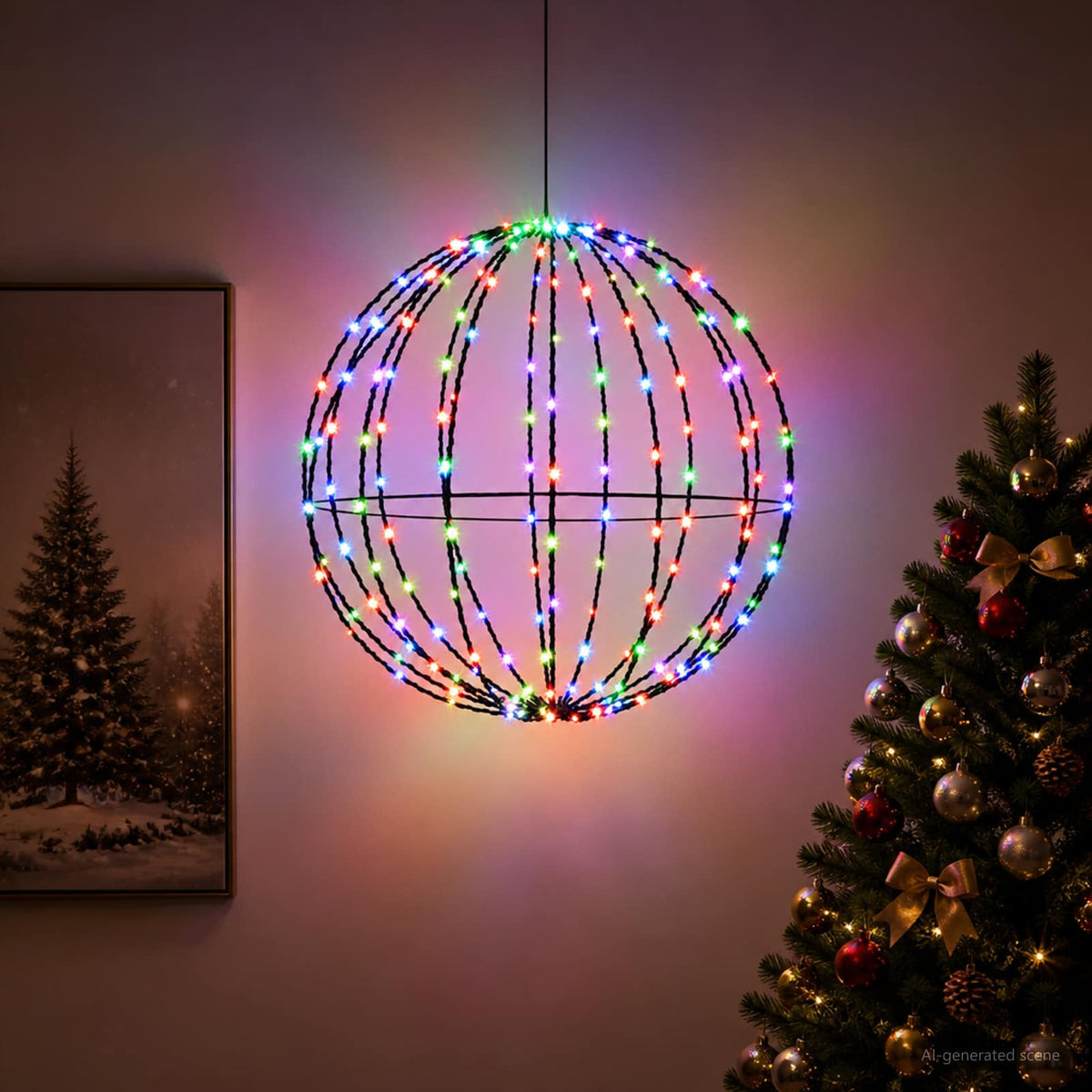 Christmas Finial Light 96 LEDs Multicolour Diameter 30 x 32 cm