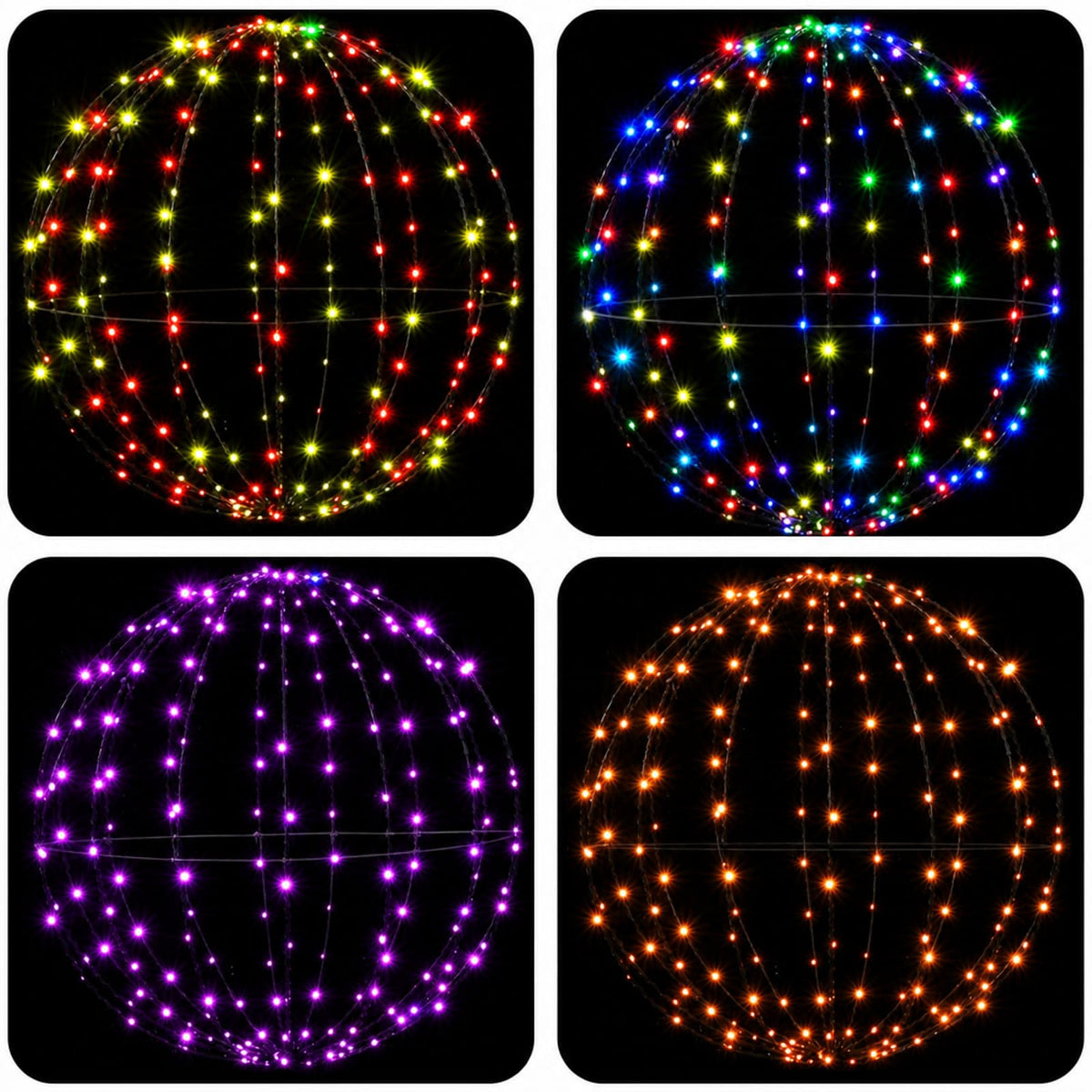 Christmas Finial Light 2 pcs 192 LEDs RGB Diameter 30 x 32 cm