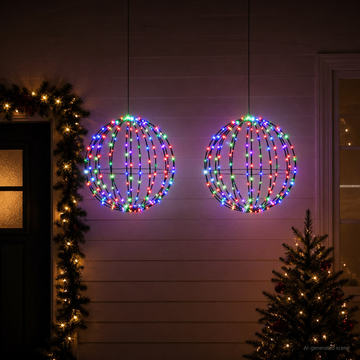 Christmas Finial Light 2 pcs 320 LEDs RGB Diameter 50 x 52 cm