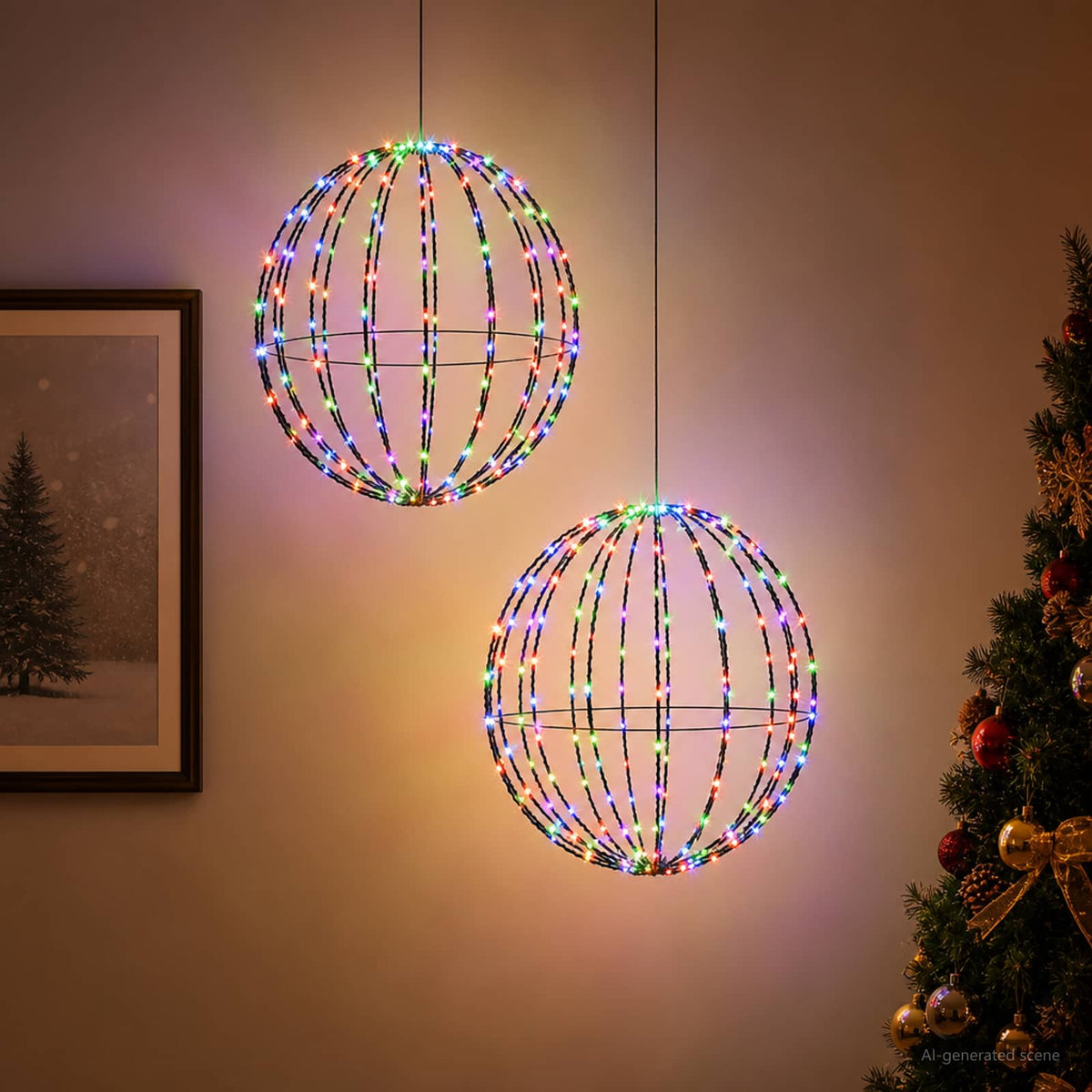 Christmas Finial Light 2 pcs 320 LEDs RGB Diameter 50 x 52 cm