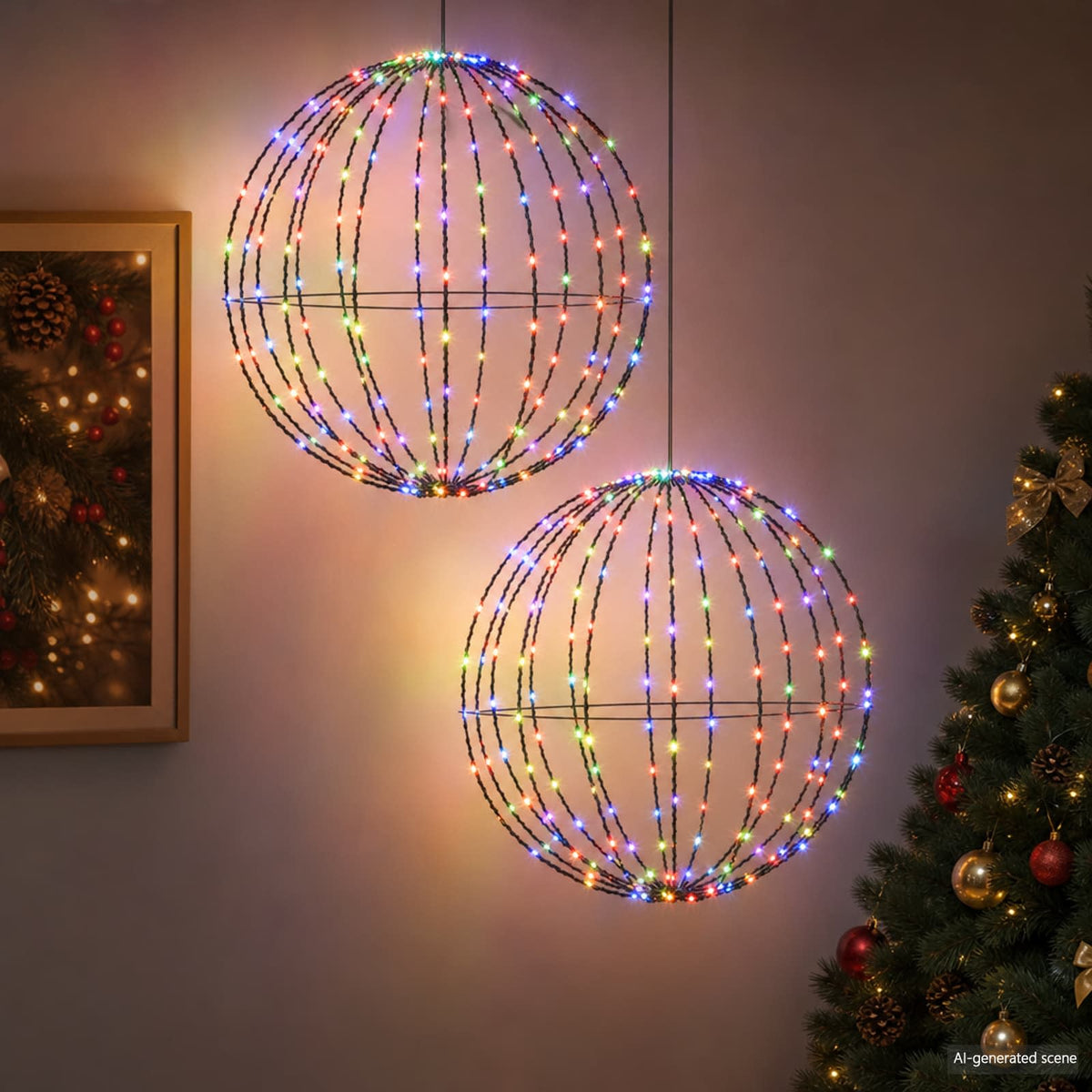 Christmas Finial Light 2 pcs 384 LEDs RGB Diameter 60 x 63 cm