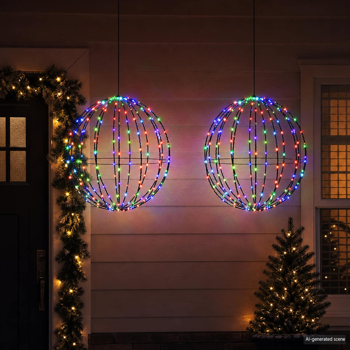 Christmas Finial Light 2 pcs 384 LEDs RGB Diameter 60 x 63 cm