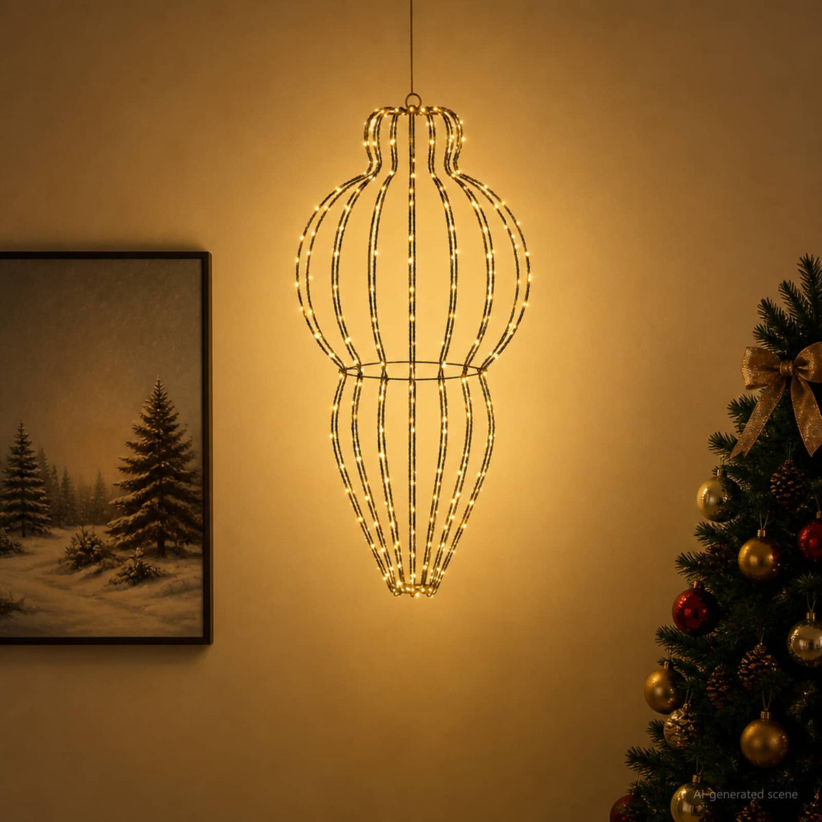 Christmas Finial Light 320 LEDs Warm White Dia. 40 x 75 cm