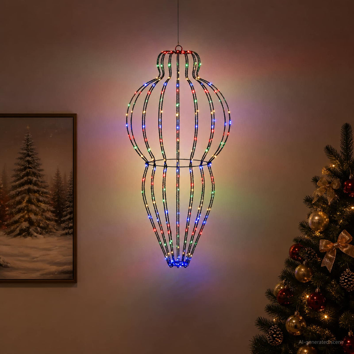 Christmas Finial Light 320 LEDs Multicolour Dia. 40 x 75 cm