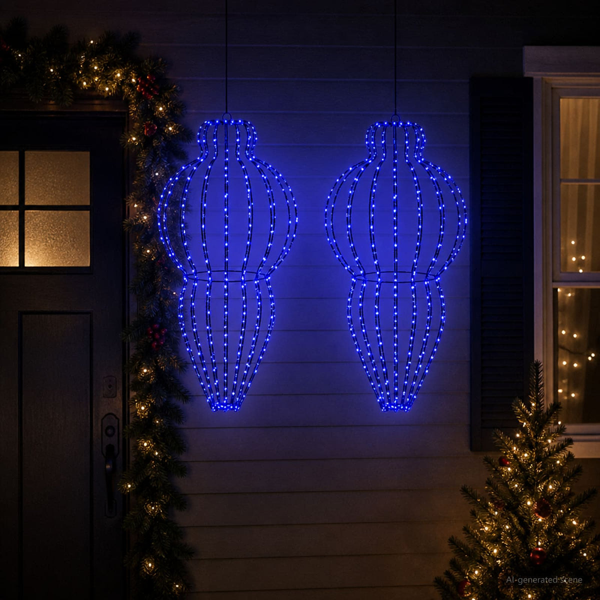 Christmas Finial Light 2 pcs 640 LEDs Blue Dia. 40 x 75 cm