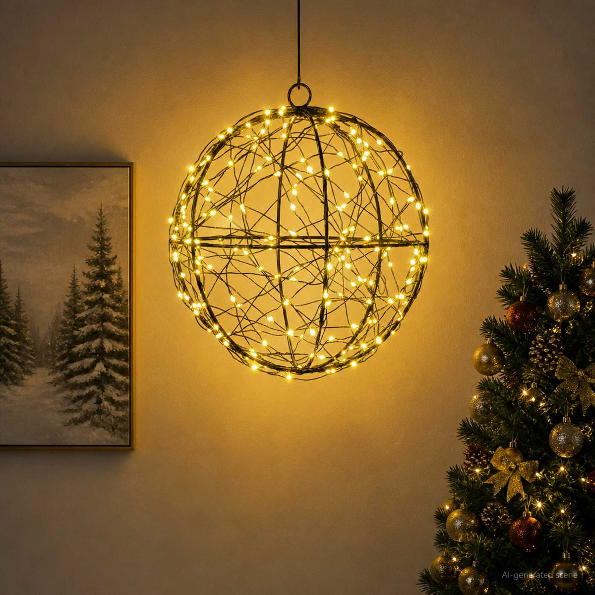 Christmas Finial Light 200 LEDs Warm White Diameter 20 x 22 cm