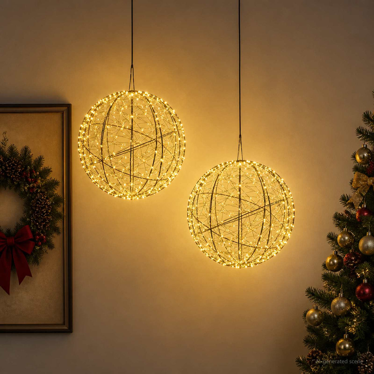 Christmas Finial Light 2 pcs 1000 LEDs Warm White