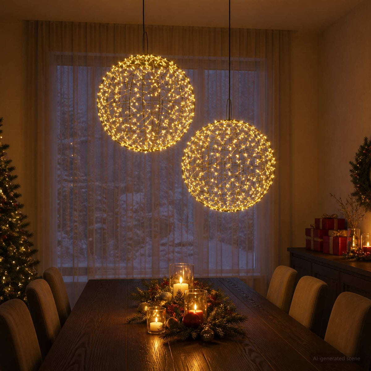 Christmas Finial Light 2 pcs 1900 LEDs Warm White