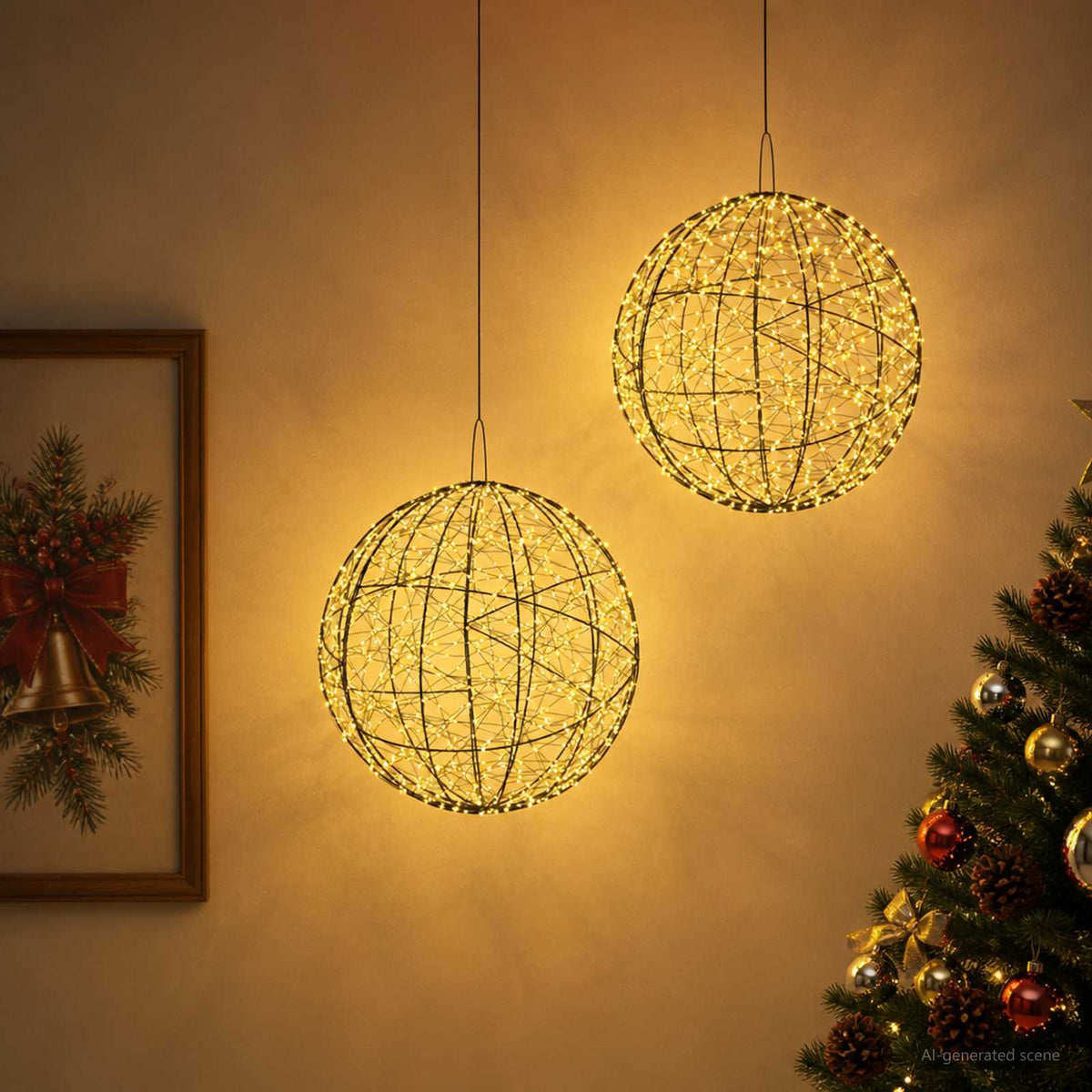 Christmas Finial Light 2 pcs 1900 LEDs Warm White