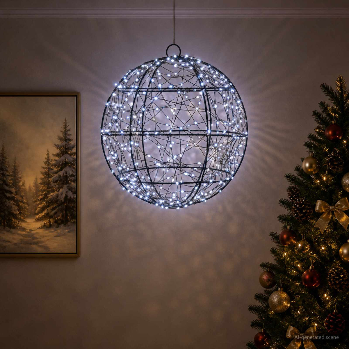 Christmas Finial Light 300 LEDs Cold White Diameter 30 x 32 cm