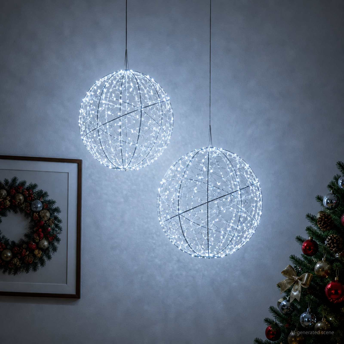 Christmas Finial Light 2 pcs 1500 LEDs Cold White