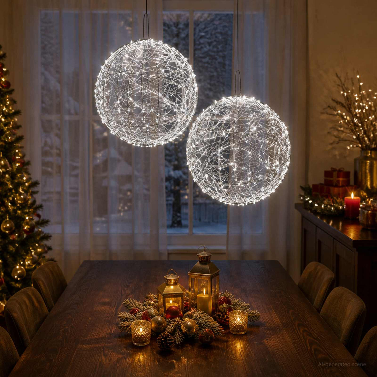 Christmas Finial Light 2 pcs 1900 LEDs Cold White
