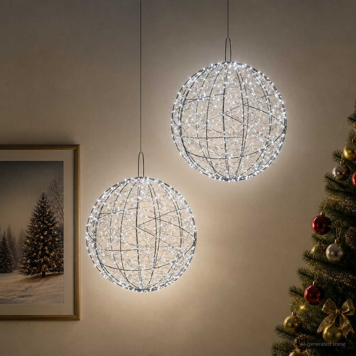 Christmas Finial Light 2 pcs 1900 LEDs Cold White