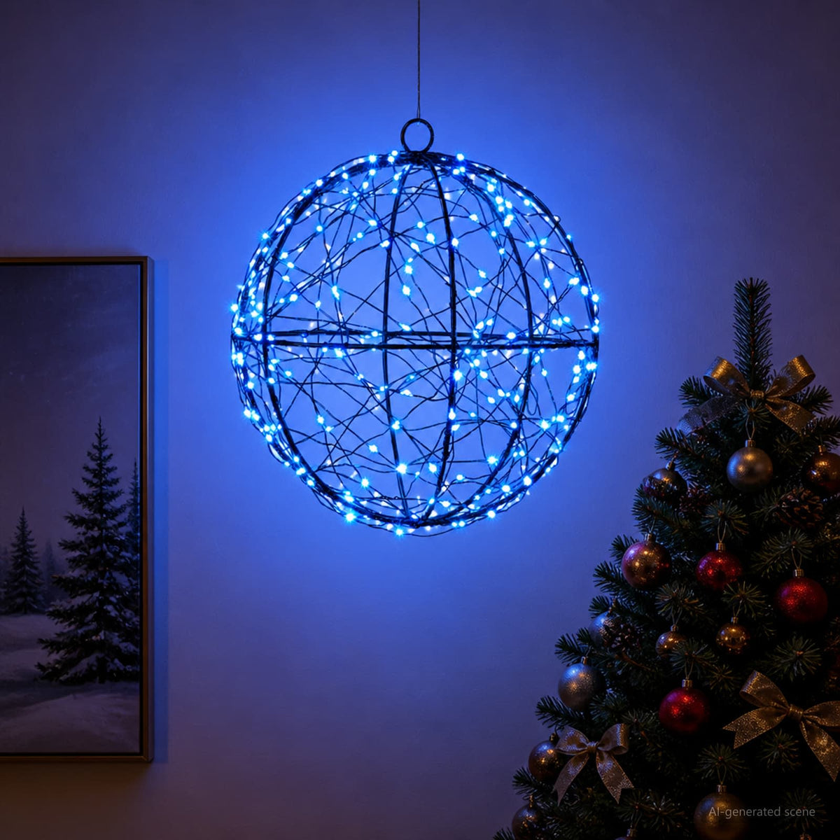 Christmas Finial Light 200 LEDs Blue Diameter 20 x 22 cm