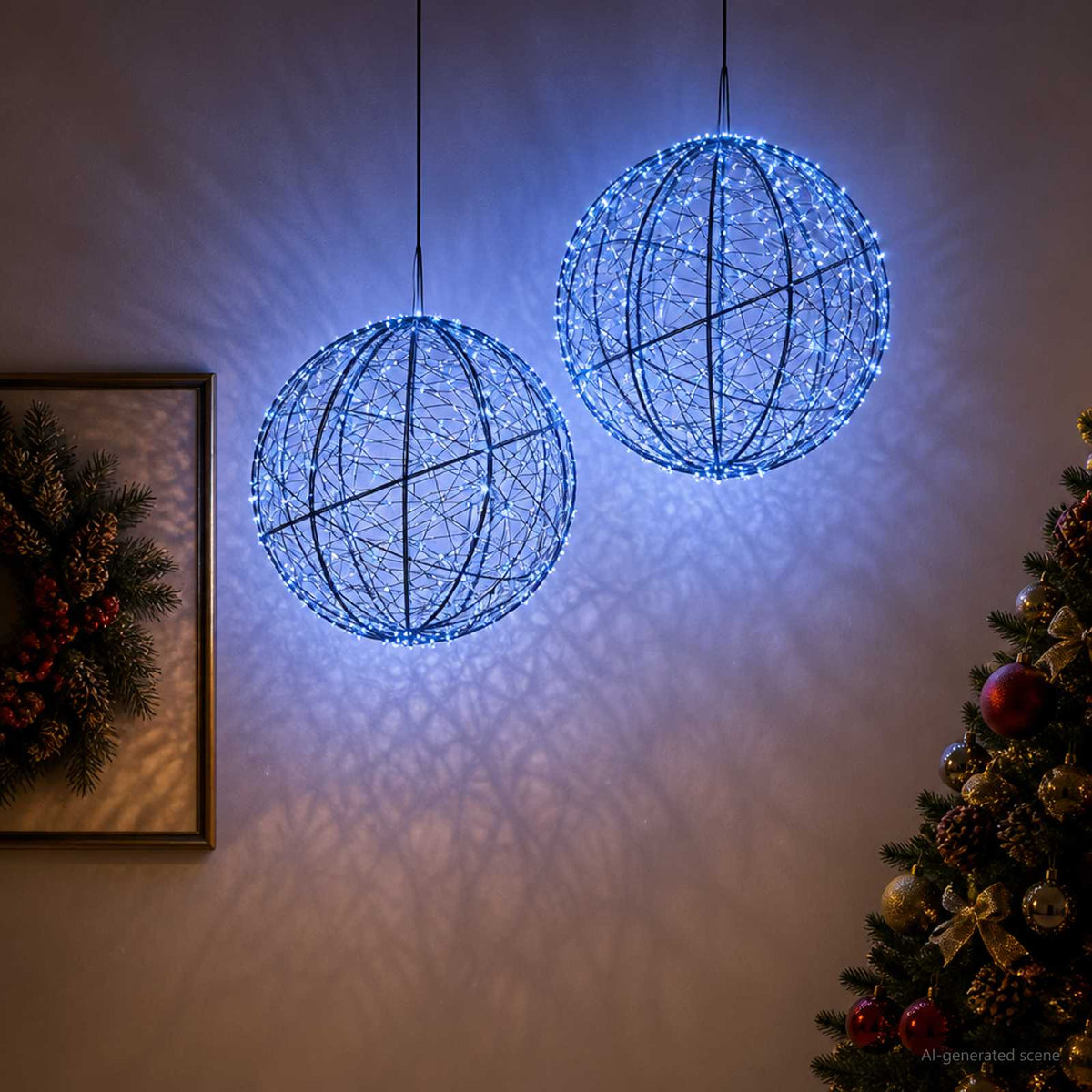 Christmas Finial Light 2 pcs 1500 LEDs Blue Diameter 50 x 52 cm