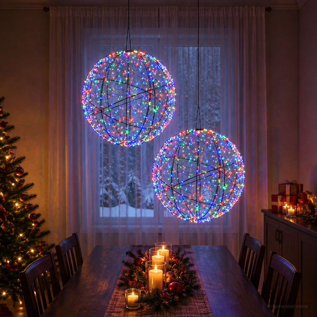 Christmas Finial Light 2 pcs 1900 LEDs Multicolour