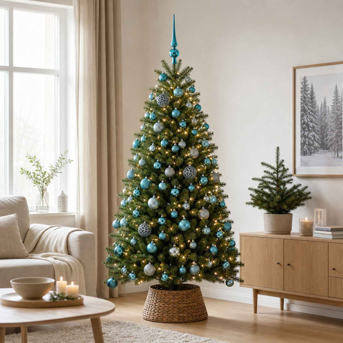Christmas Bauble Set 120 pcs Turquoise Dia. 6 cm Plastic