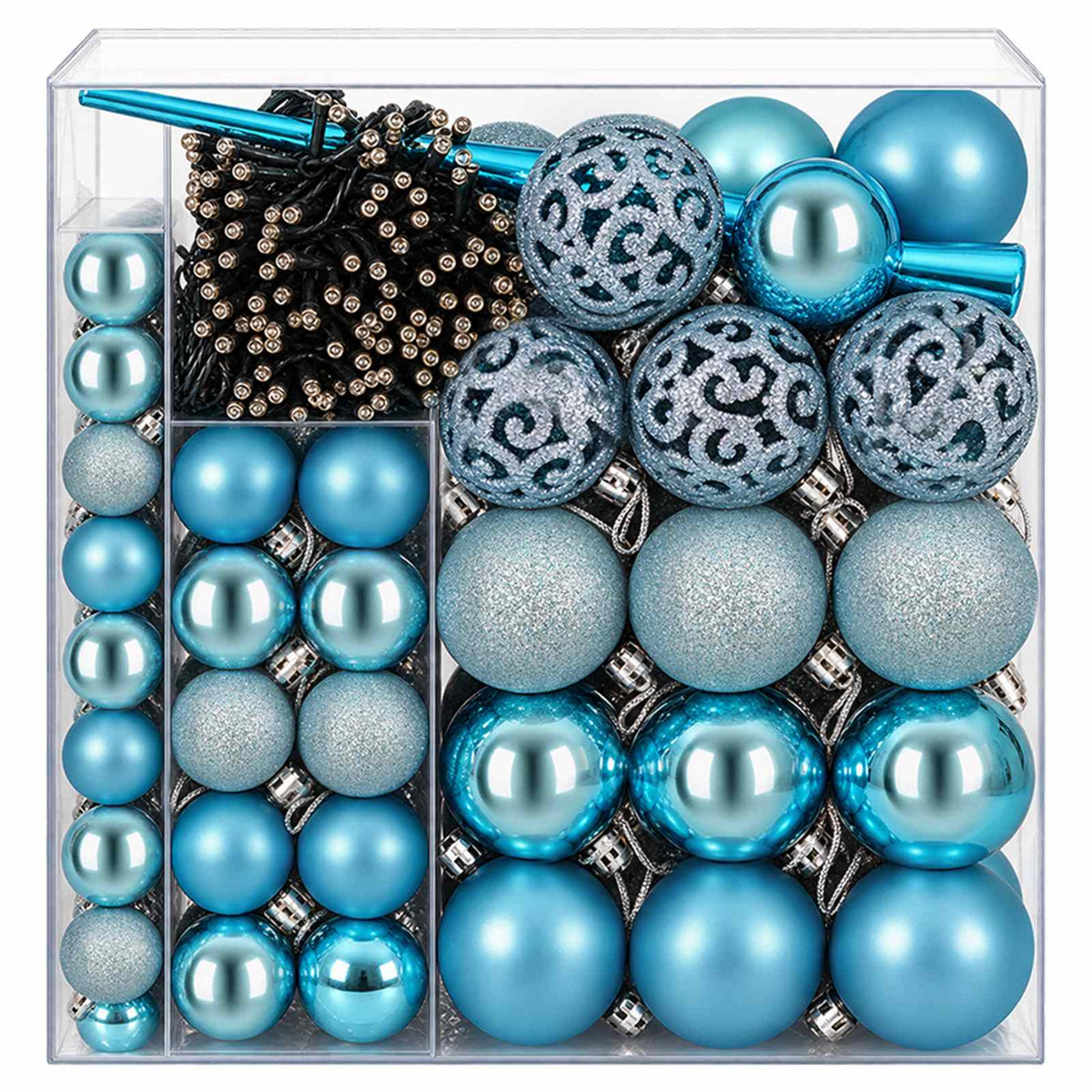 Christmas Bauble Set 120 pcs Turquoise Dia. 6 cm Plastic