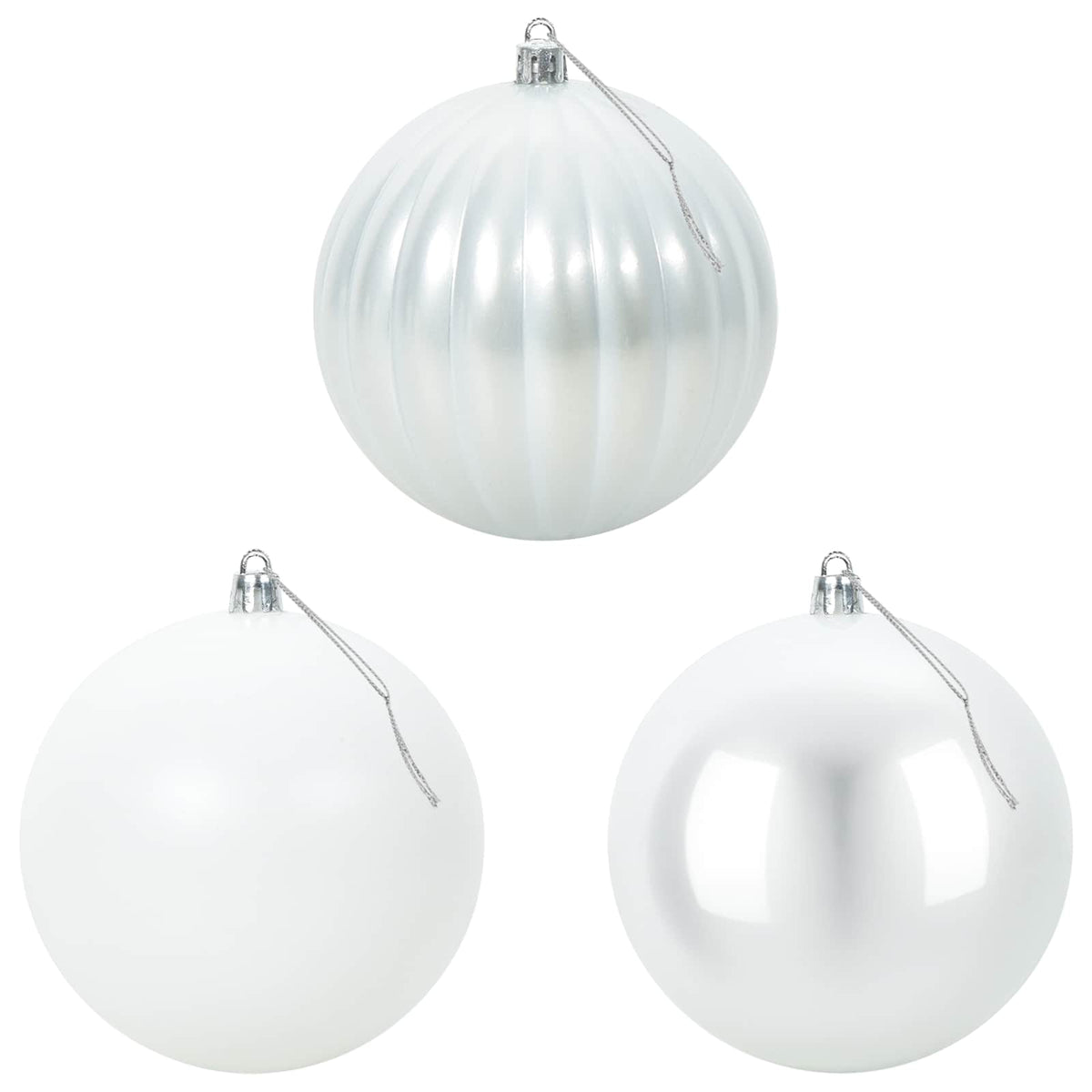 Christmas Ball Set XL 15 pcs White Dia. 10 cm Plastic
