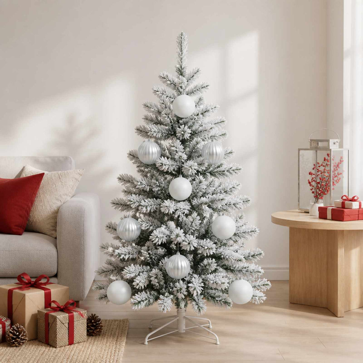 Christmas Ball Set XL 9 pcs White Dia. 15 cm Plastic