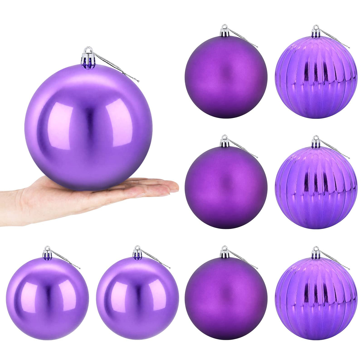 Christmas Ball Set XL 9 pcs Lilac Dia. 15 cm Plastic