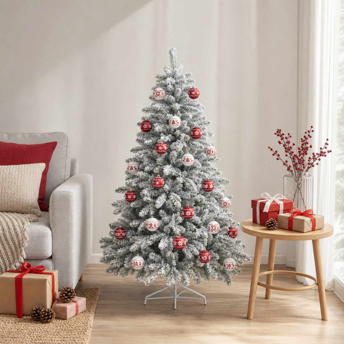 Christmas Ball Set 30 pcs Red and White Ø 6 cm Plastic