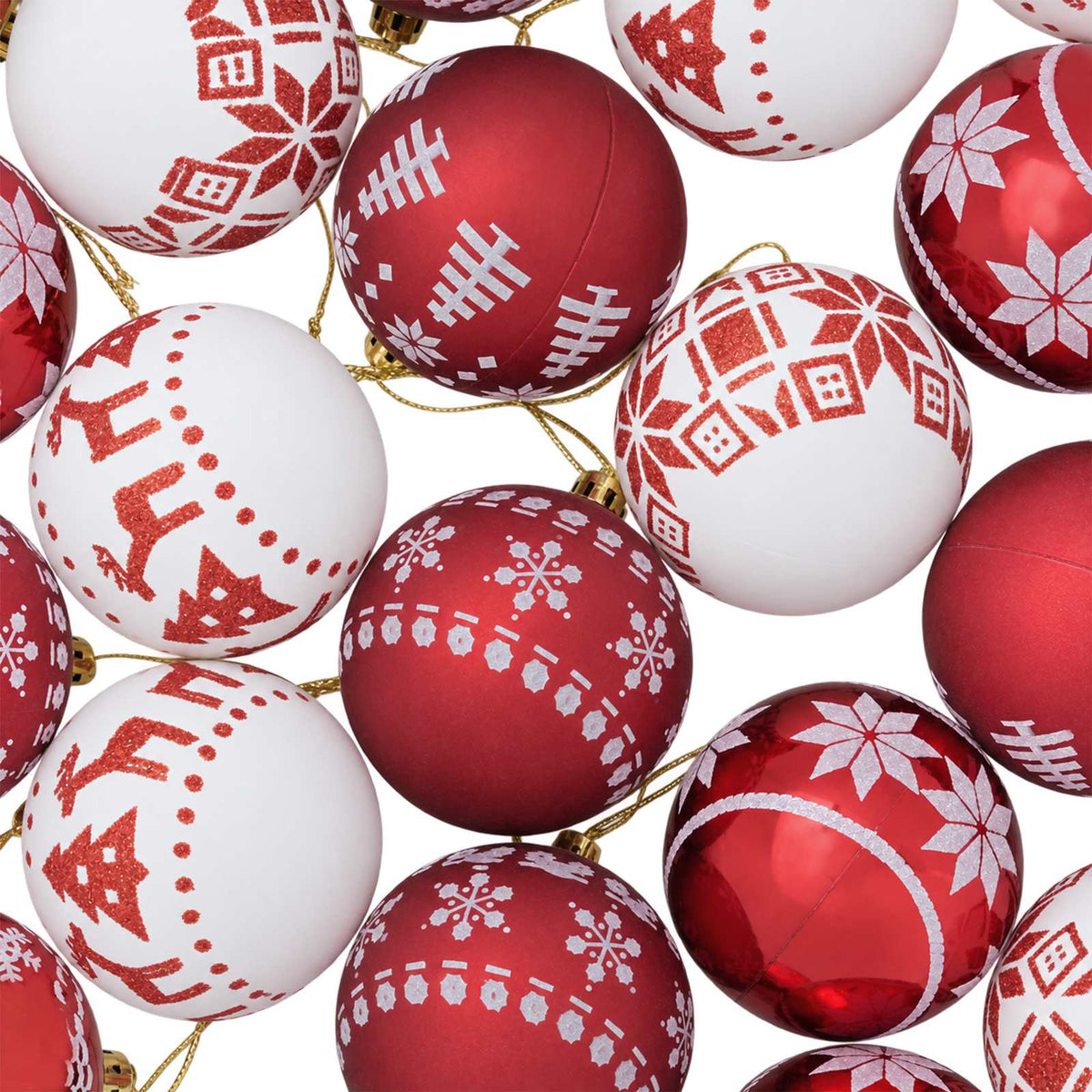 Christmas Ball Set 30 pcs Red and White Ø 6 cm Plastic