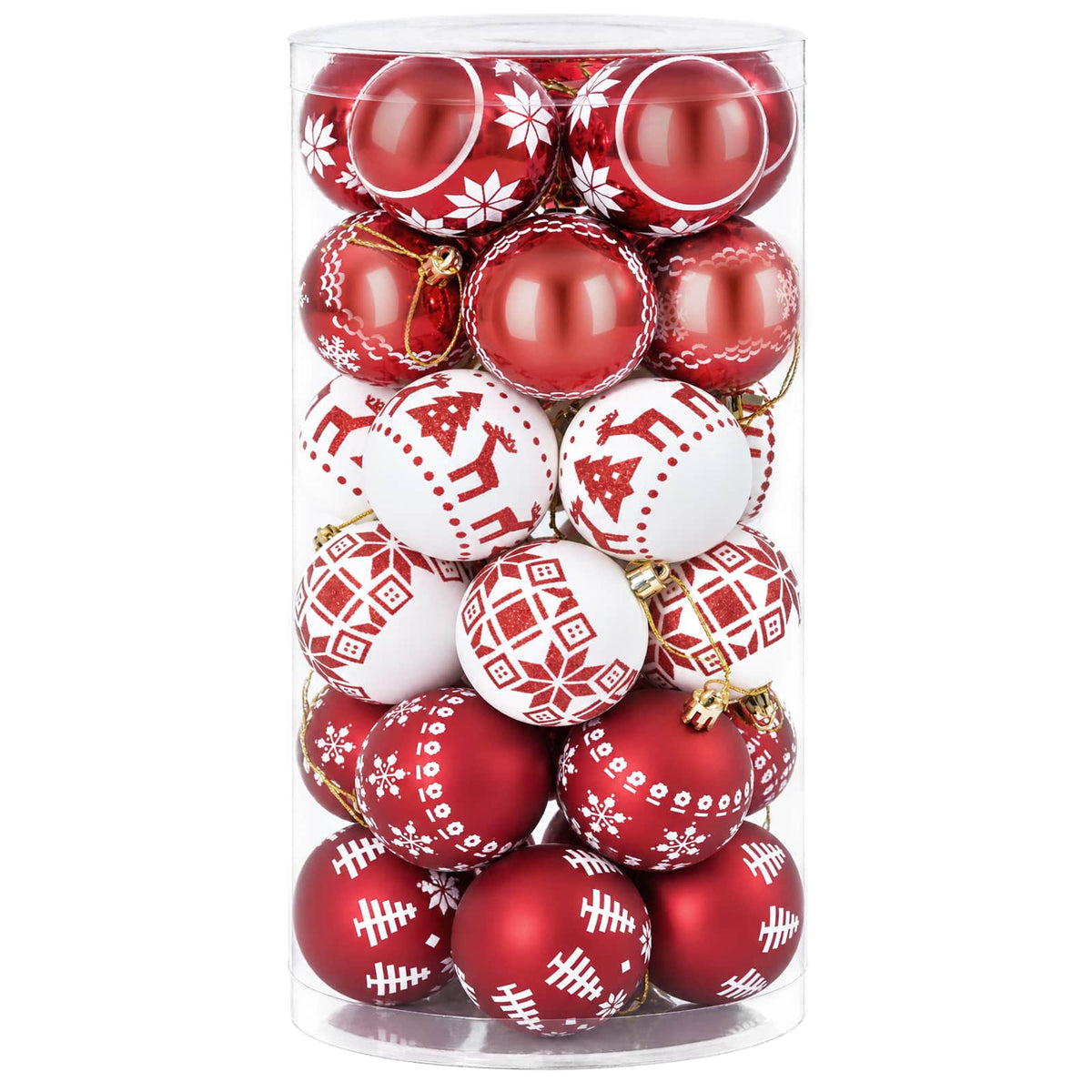 Christmas Ball Set 30 pcs Red and White Ø 6 cm Plastic