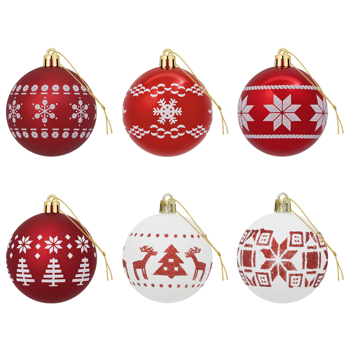 Christmas Ball Set 30 pcs Red and White Ø 6 cm Plastic