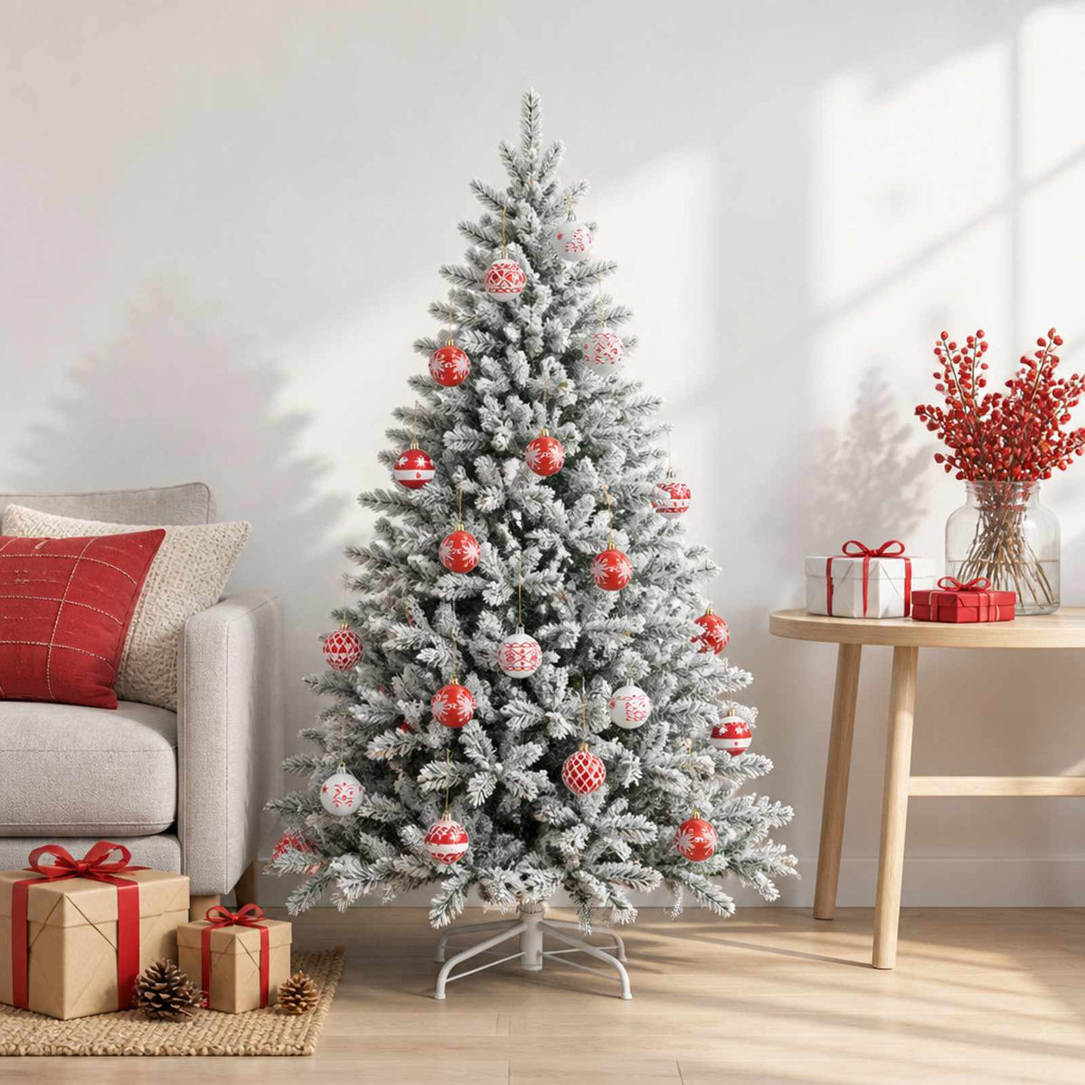 Christmas Ball Set 30 pcs Red and White Ø 6 cm Plastic
