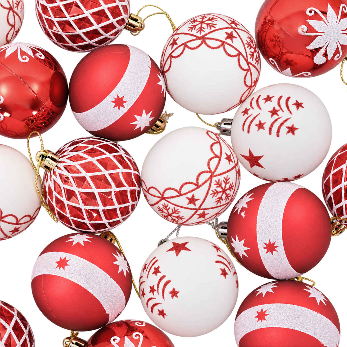 Christmas Ball Set 30 pcs Red and White Ø 6 cm Plastic