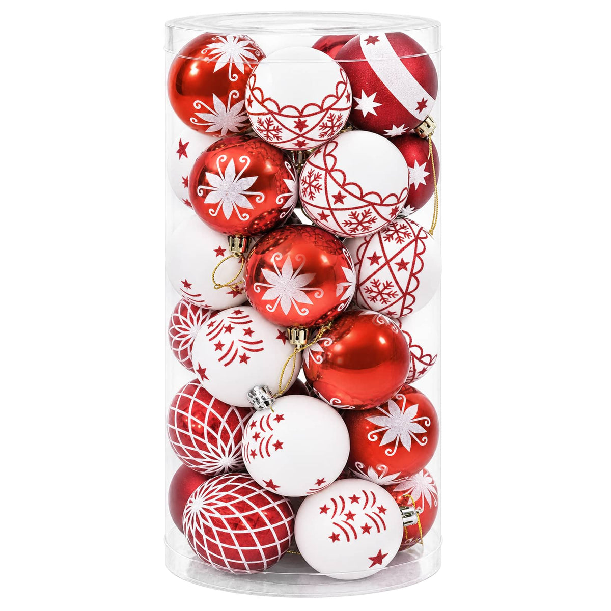 Christmas Ball Set 30 pcs Red and White Ø 6 cm Plastic