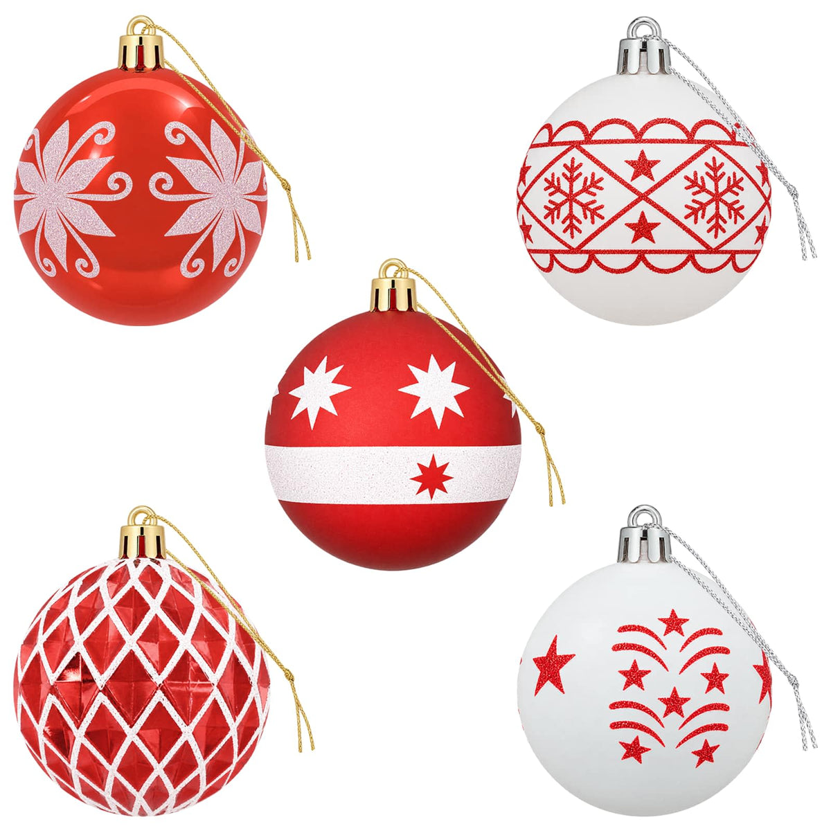 Christmas Ball Set 30 pcs Red and White Ø 6 cm Plastic