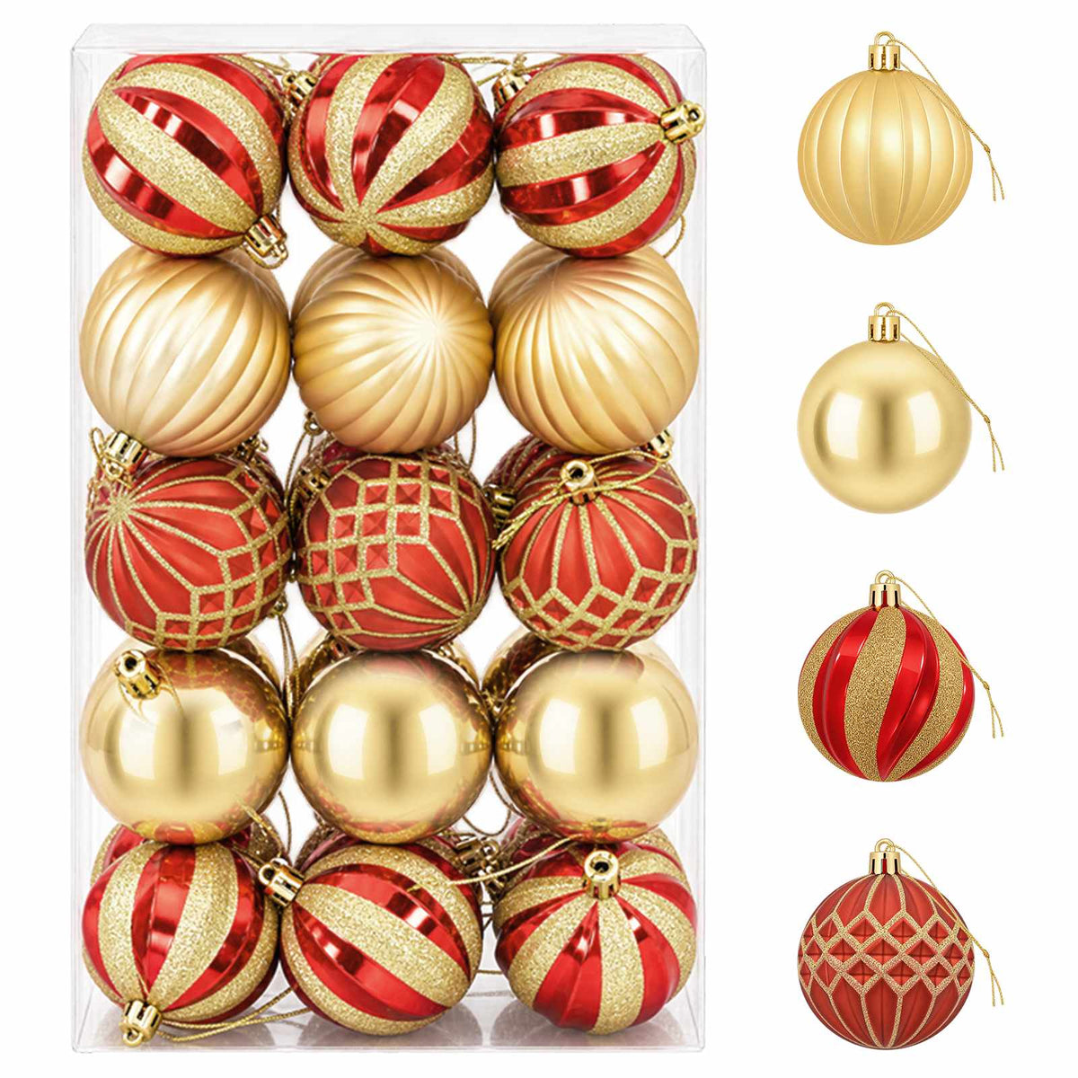 Christmas Ball Set 30 pcs Gold and Red Ø 6 cm Plastic
